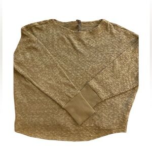 Anthropologie Women’s Khaki Pullover Crew Long Sleeve Cotton Poly Linen SweaterM